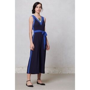 Elevenses Anthro blue beca jumpsuit with back cutout sz 6T